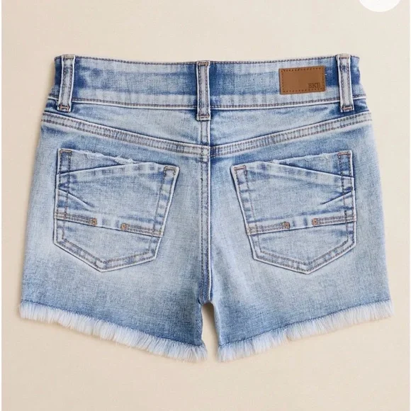 BKE Light Blue Frayed YOUTH Jean Shorts - Picture 6 of 7
